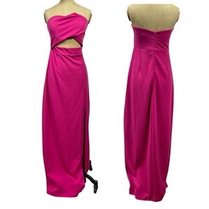 Lulus Extravagant Persona Dress Formal Fuchsia Dress Strapless Cut-Out Maxi Med